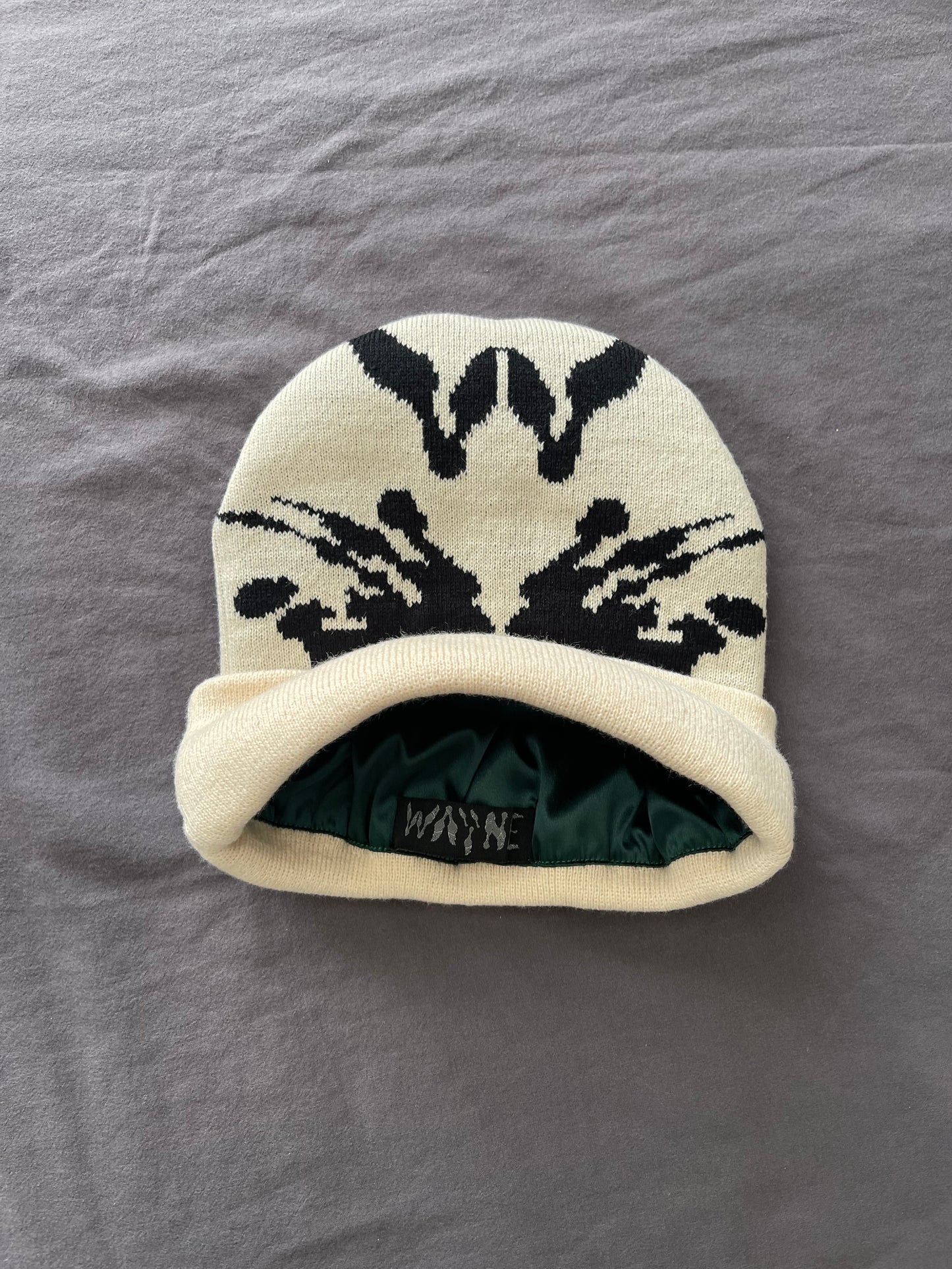 W LOGO INKBLOT BEANIE v1. - SATIN LINED