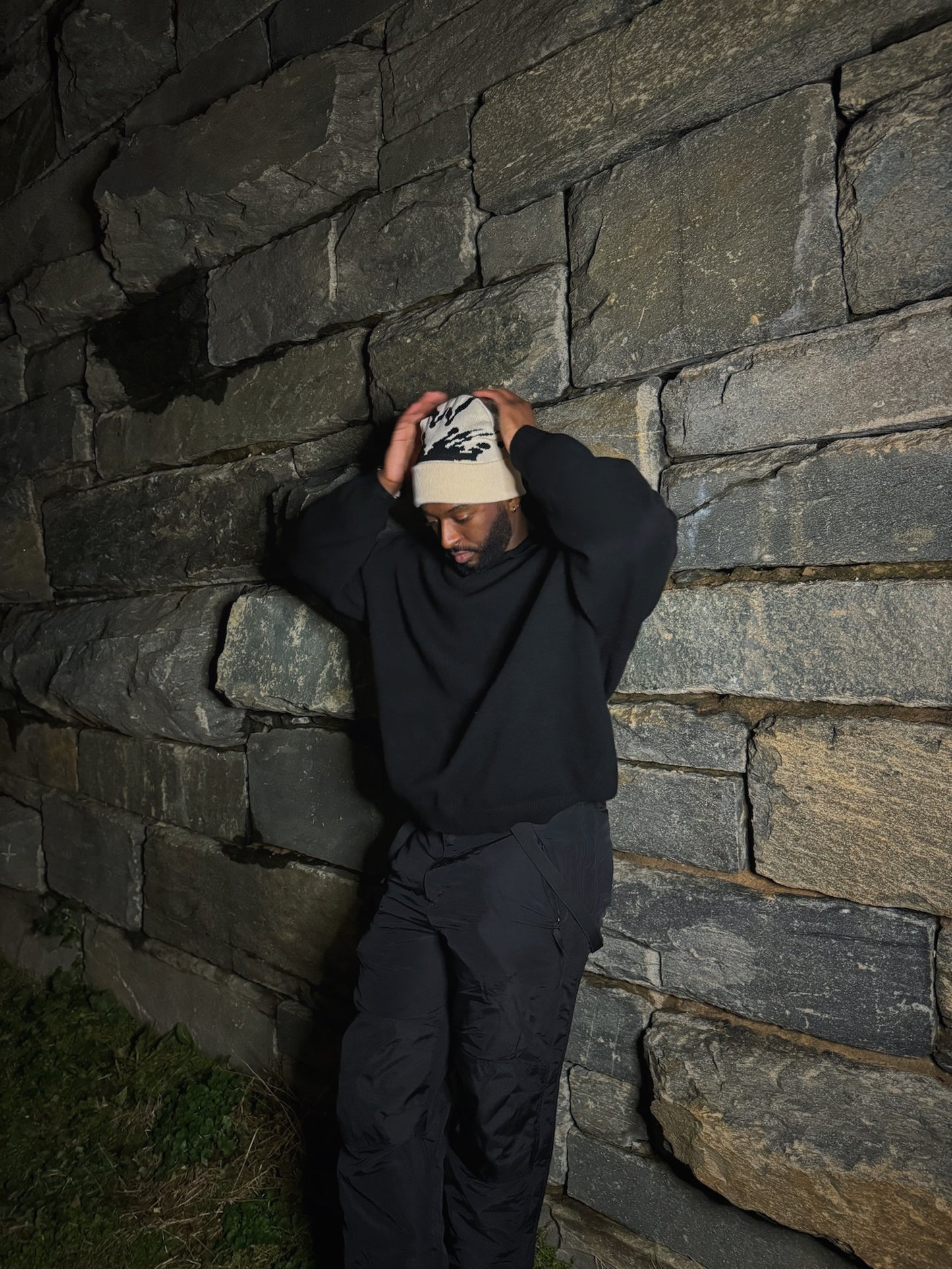 W LOGO INKBLOT BEANIE v1. - SATIN LINED